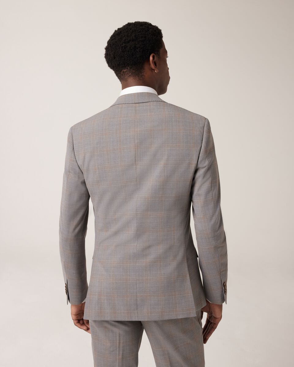 Slim Stretch Wool Blend Tailored Jacket, Grey Check, hi-res